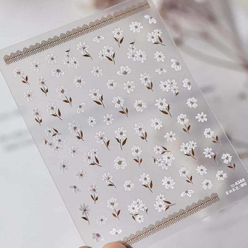 Camellia Flower Nail Art Stickers Adhesive Embossed Sticker Decals to4388