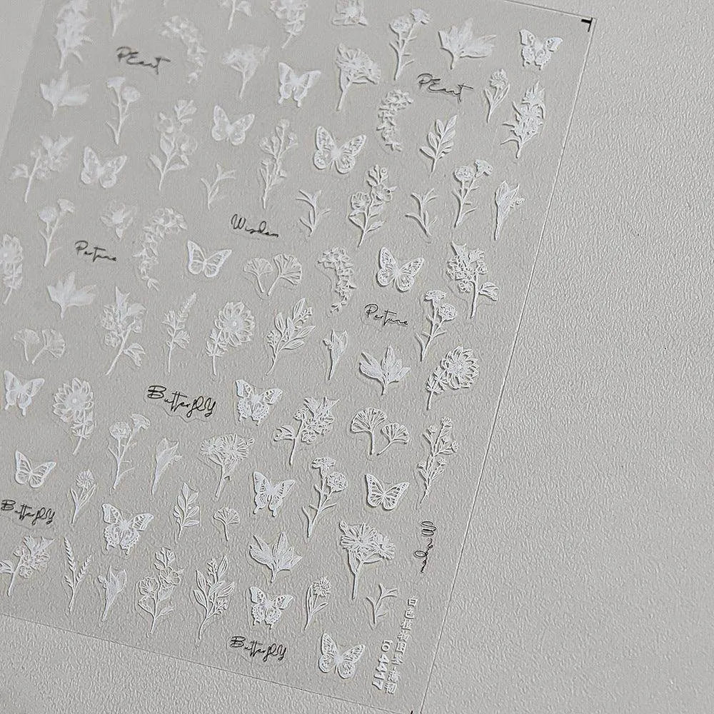 Flower Leaf Nail Art Stickers Floral Butterfly Adhesive Nail Sticker Decals to4417