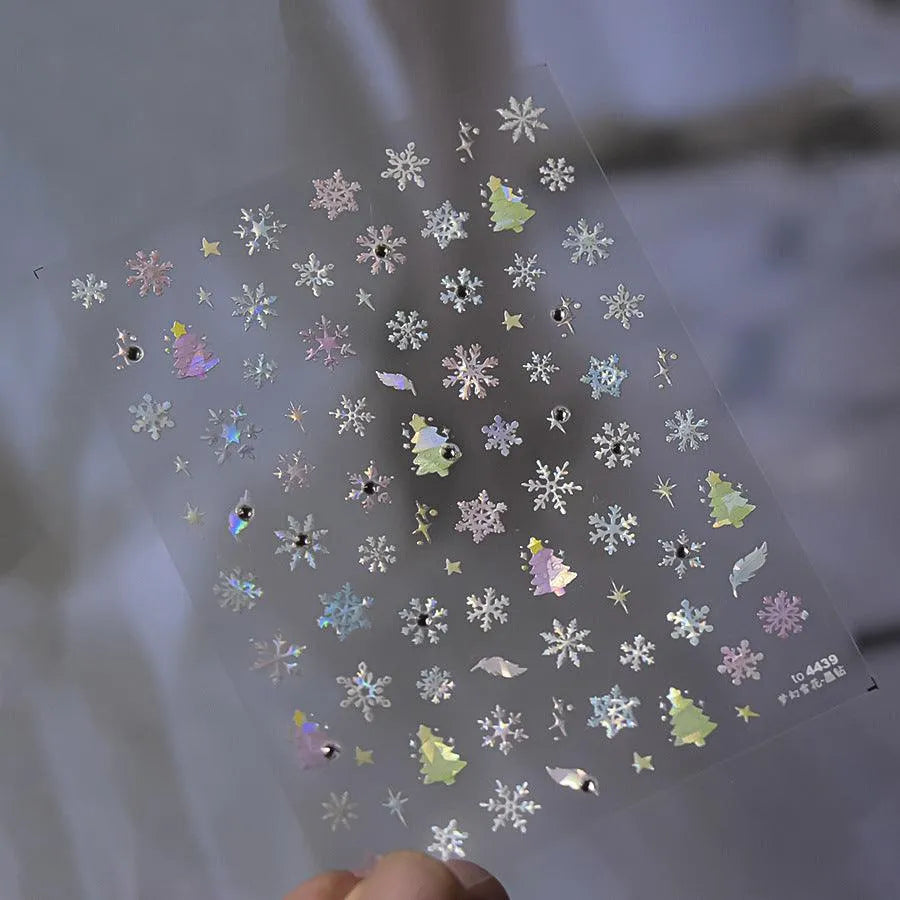 Christmas Tree Nail Art Stickers Shiny Embossed Snowman Sticker Decals to4439