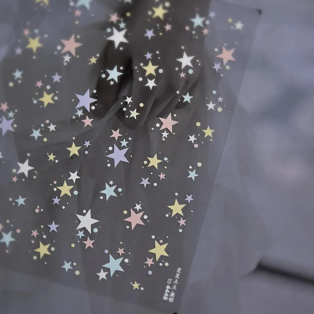 Pastel Star Nail Art Stickers Adhesive Gradient Stars Sticker Decals to4448