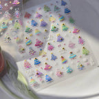 Colorful Christmas Tree Nail Art Stickers Adhesive Embossed Snowflake Sticker Decals to4460