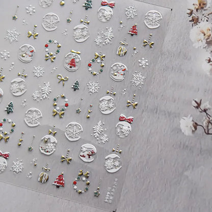 Shiny Crystal Ball Nail Art Stickers Adhesive Embossed Christmas Tree Sticker Decals to4464
