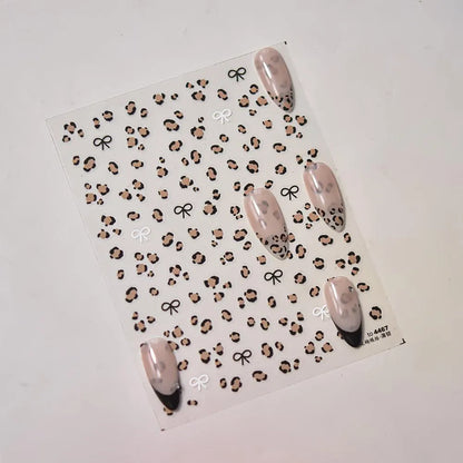 Nail Art Stickers Pink Leopard Bow Knot Adhesive Sticker Decals to4467