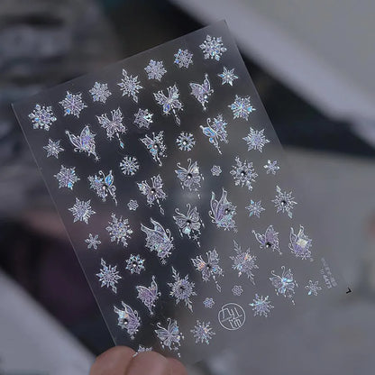 Snowflake Butterfly Nail Art Stickers Adhesive Embossed Sticker Decals to4473