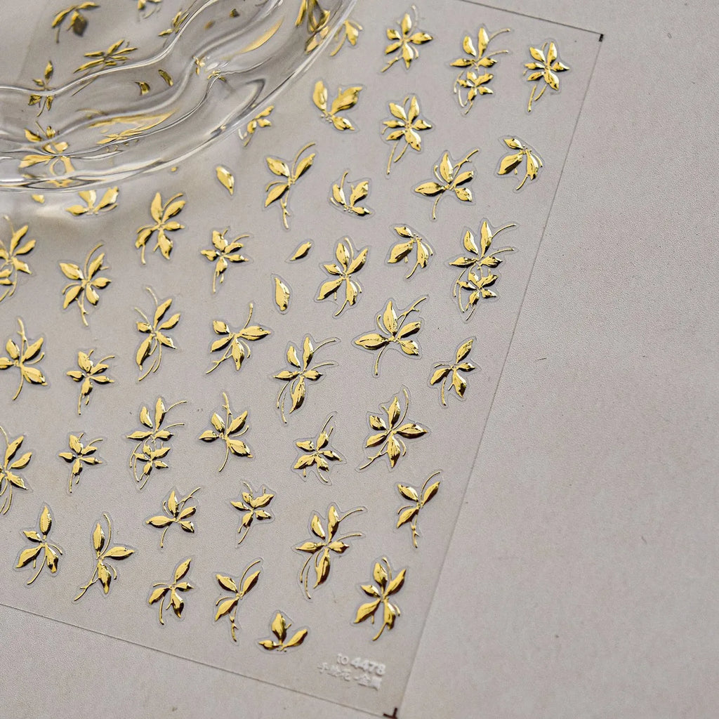 Gold Leaf Nail Art Stickers Metal Effect Adhesive Embossed Sticker Decals to4478