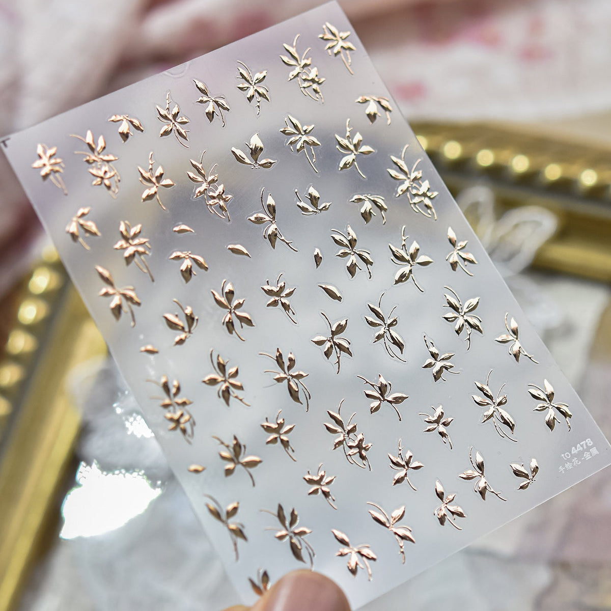 Gold Leaf Nail Art Stickers Metal Effect Decals to4478