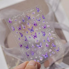 Purple Butterfly Nail Art Stickers Flowers Adhesive Nail Sticker Decals to4498