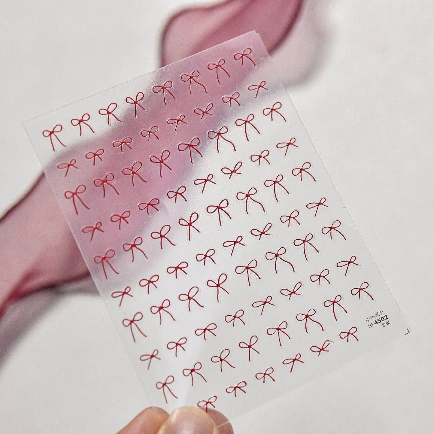 Metal Red Bow Nail Art Stickers Adhesive Embossed Bow-tie Sticker Decals to4502 Red