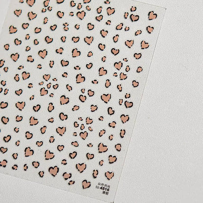 Leopard Print Nail Art Stickers Heart Shape Adhesive Embossed Sticker Decals to4516