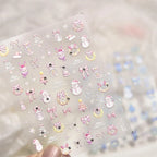 Pink Blue Snowflake Nail Art Stickers Adhesive Embossed Snowman Sticker Decals to4549