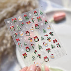 Christmas Tree Nail Art Stickers Snowman Adhesive Embossed Sticker Decals to4590