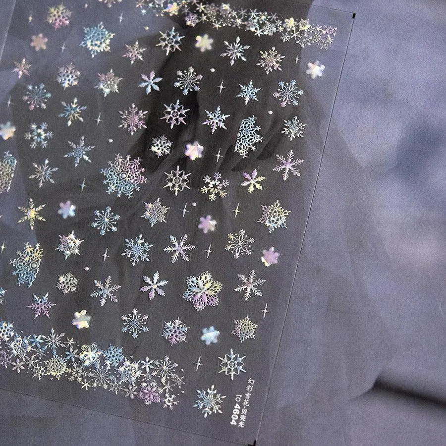 Aurora Light Snowflake Nail Art Stickers Adhesive Embossed Winter Snow Sticker Decals to4604