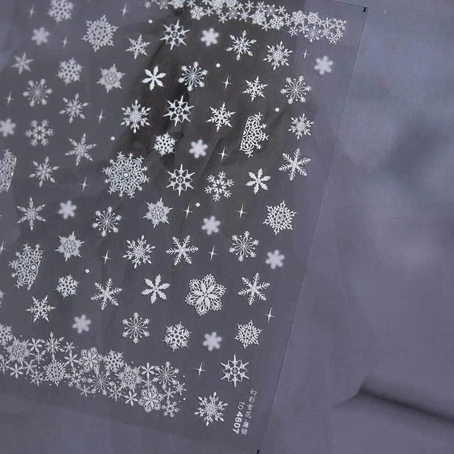 Aurora Light Snowflake Nail Art Stickers Adhesive Embossed Winter Snow Sticker Decals to4607