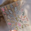 Nail Art Stickers Colorful Snake Adhesive Embossed Sticker Decals to4637
