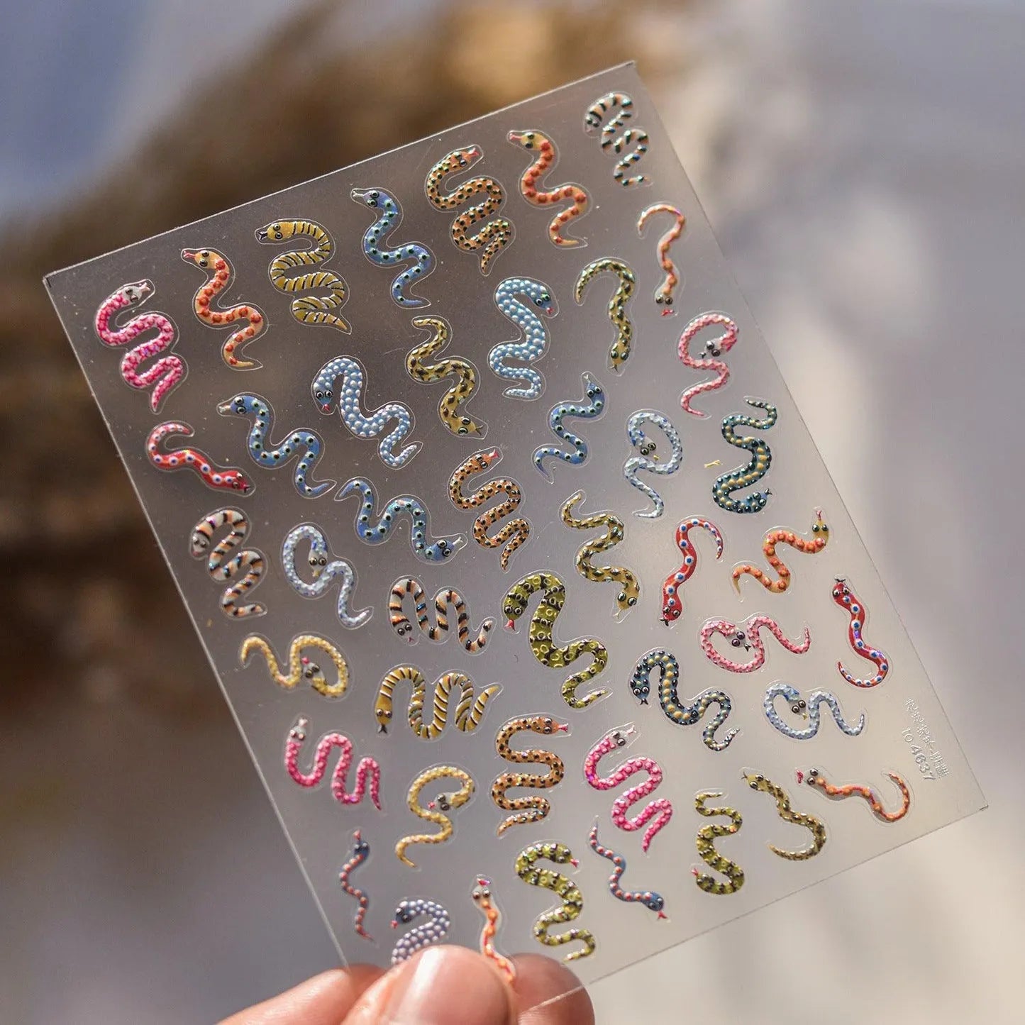 Nail Art Stickers Colorful Snake Adhesive Embossed Sticker Decals to4637