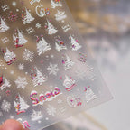Christmas Snow House Nail Art Stickers Snowflakes Snow Xmas Tree Adhesive Embossed Sticker Decals to4647 pink