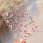 Pink Snake Nail Art Stickers Rose Flower Adhesive Embossed Sticker Decals to4673 embossed