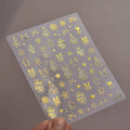 Gold Christmas Tree Nail Art Stickers Elk Adhesive Embossed Sticker Decals to4679 gold