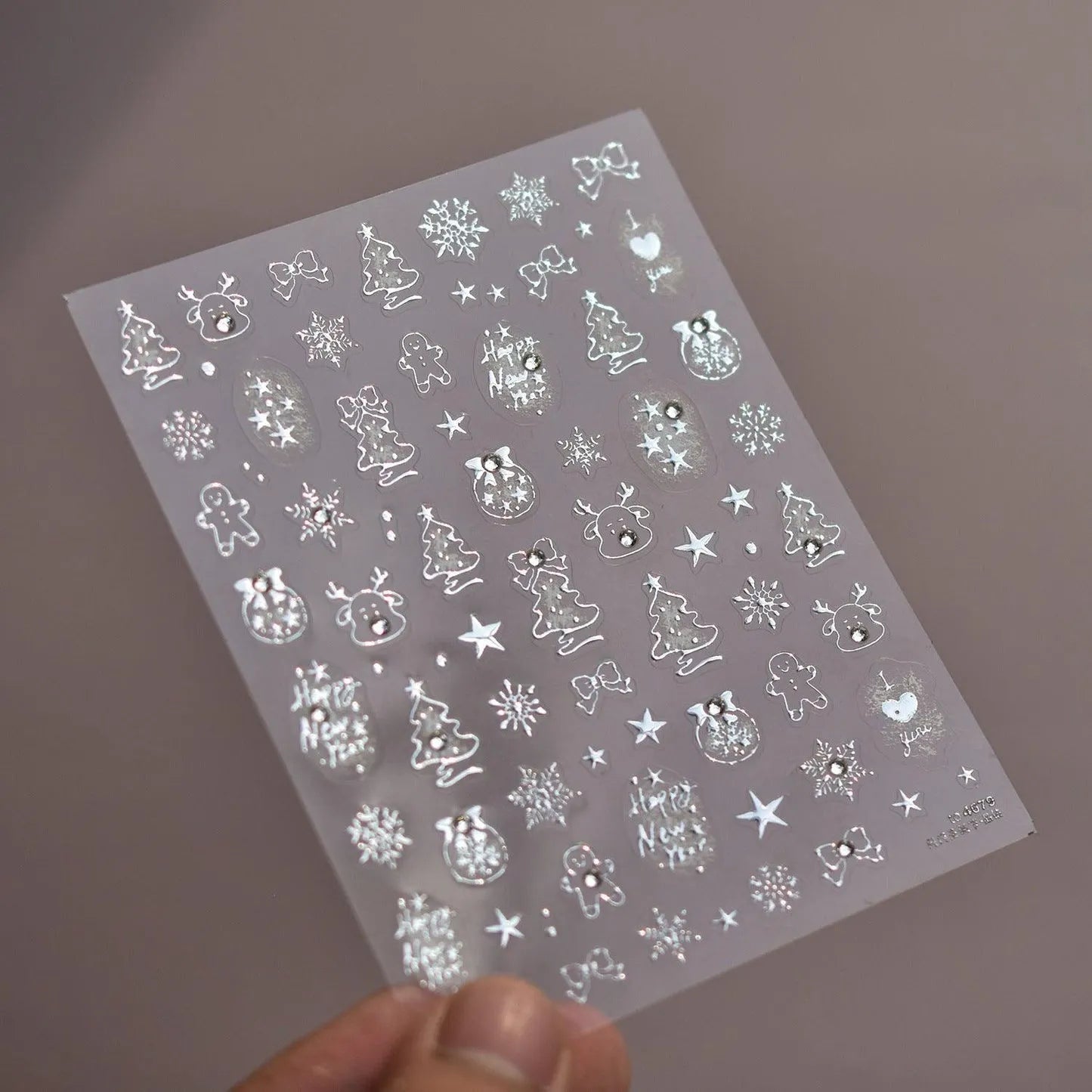 Gold Christmas Tree Nail Art Stickers Elk Adhesive Embossed Sticker Decals to4679 silver