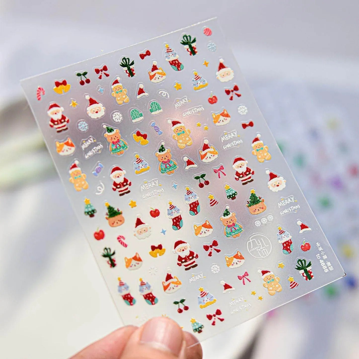 Christmas Nail Art Sticker Santa Claus Snowman Adhesive Embossed Nail Sticker Decals to4688