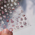 Snowflake Nail Art Stickers Christmas Snowman Adhesive Embossed Sticker Decals to4692 pink
