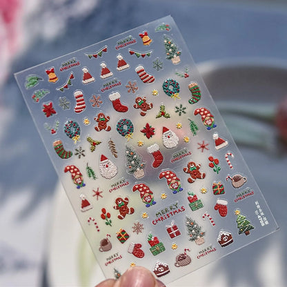 Ginger Bread Man Nail Art Stickers Adhesive Christmas Embossed Sticker Decals to4708
