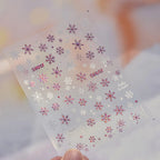 Shiny Glitter Snowflake Nail Art Stickers Adhesive Embossed Gold Snowflake Sticker Decals to4774 Shiny Pink