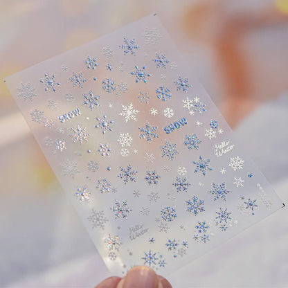 Shiny Glitter Snowflake Nail Art Stickers Adhesive Embossed Gold Snowflake Sticker Decals to4774 Shiny Silver