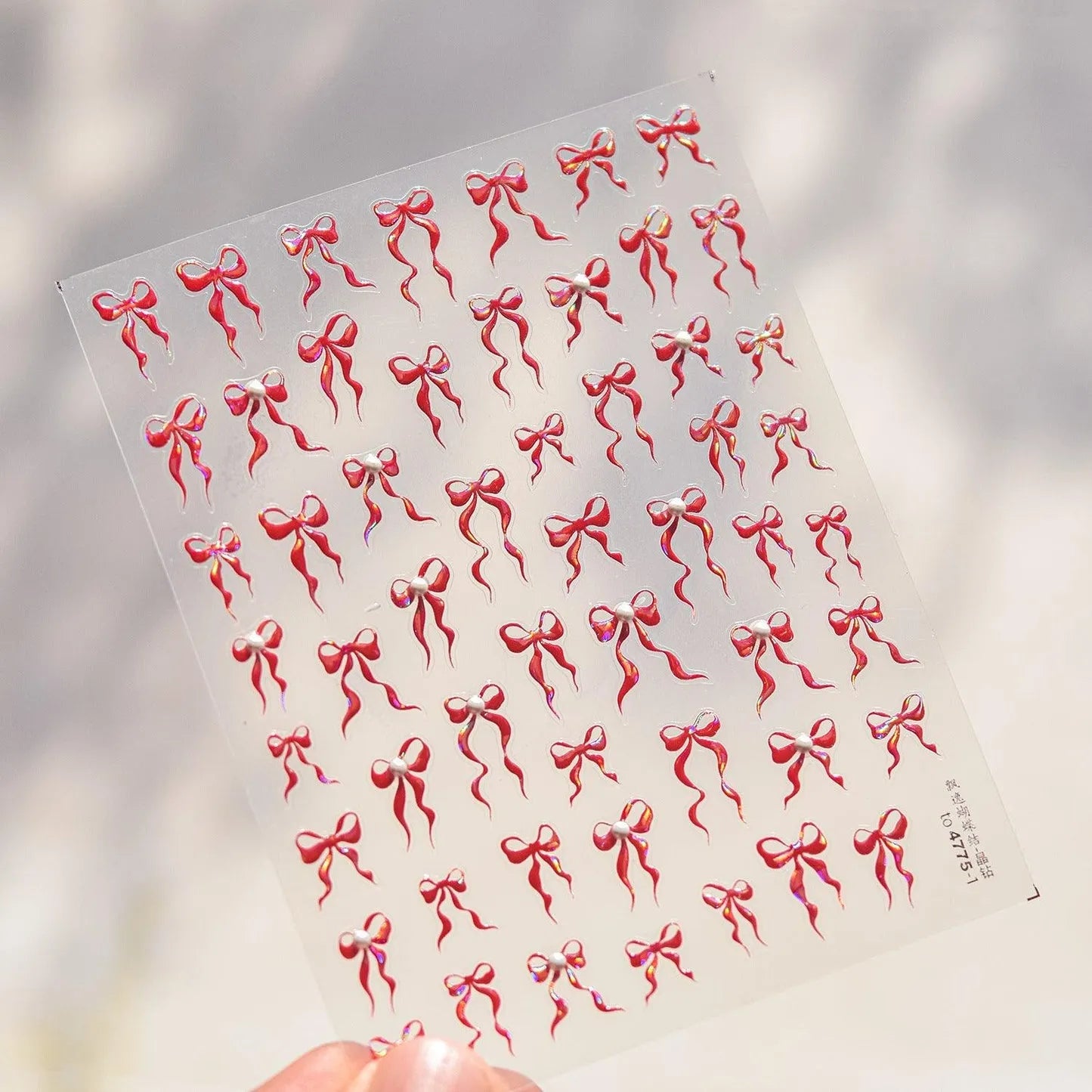 Red Bow Nail Art Stickers Adhesive Embossed White Black Bow Tie Sticker Decals to4775-1 Red