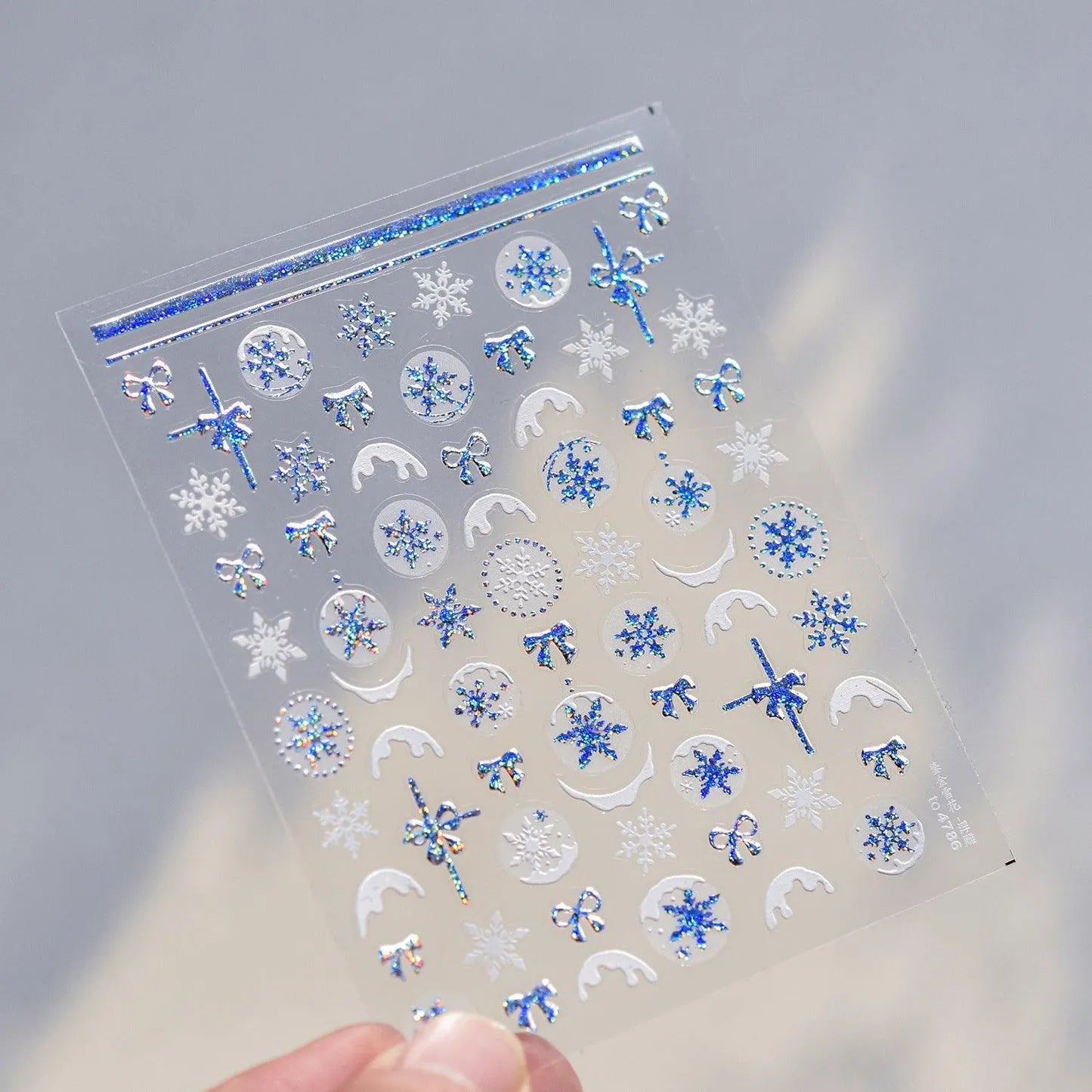 Winter Snowflake Nail Art Stickers Adhesive Embossed Sticker Decals to4786 Silver