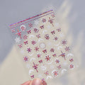 Winter Snowflake Nail Art Stickers Adhesive Embossed Sticker Decals to4786 pink