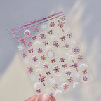 Winter Snowflake Nail Art Stickers Adhesive Embossed Sticker Decals to4786 pink