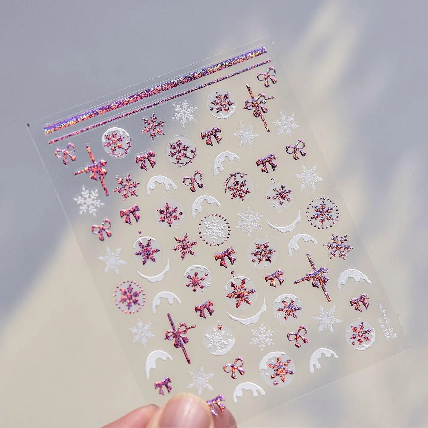 Winter Snowflake Nail Art Stickers Adhesive Embossed Sticker Decals to4786 pink
