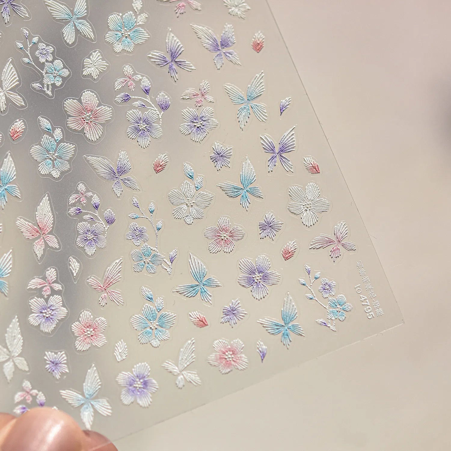 Embroidered Butterfly Flower Nail Art Stickers Adhesive Embossed Floral Sticker Decals to4795