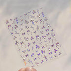 Bow With Pearl Nail Art Stickers Adhesive Embossed Red Bow-tie Sticker Decals to4818 Laser Pink