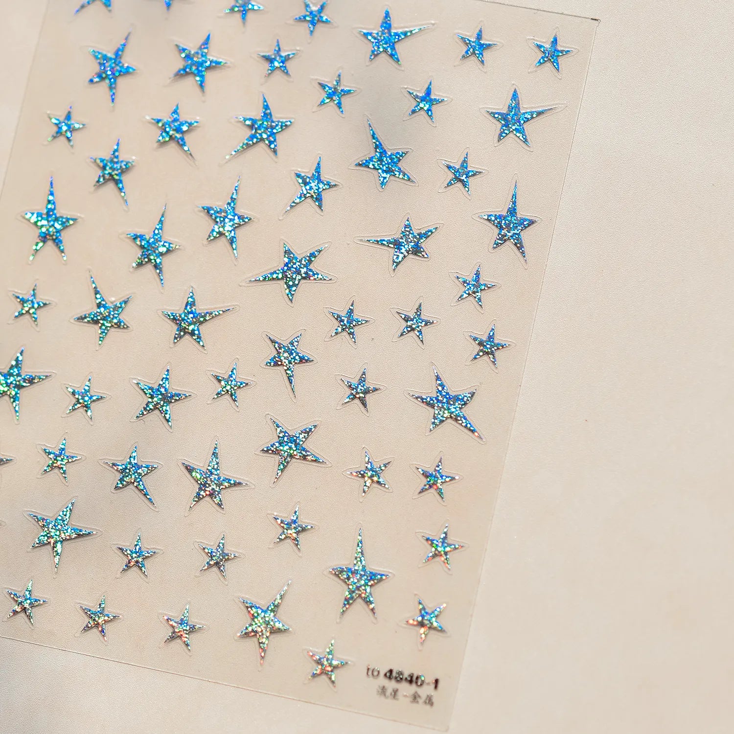 Shiny Star Nail Art Stickers Adhesive Embossed Red Stars Sticker Decals to4840-1 Silver