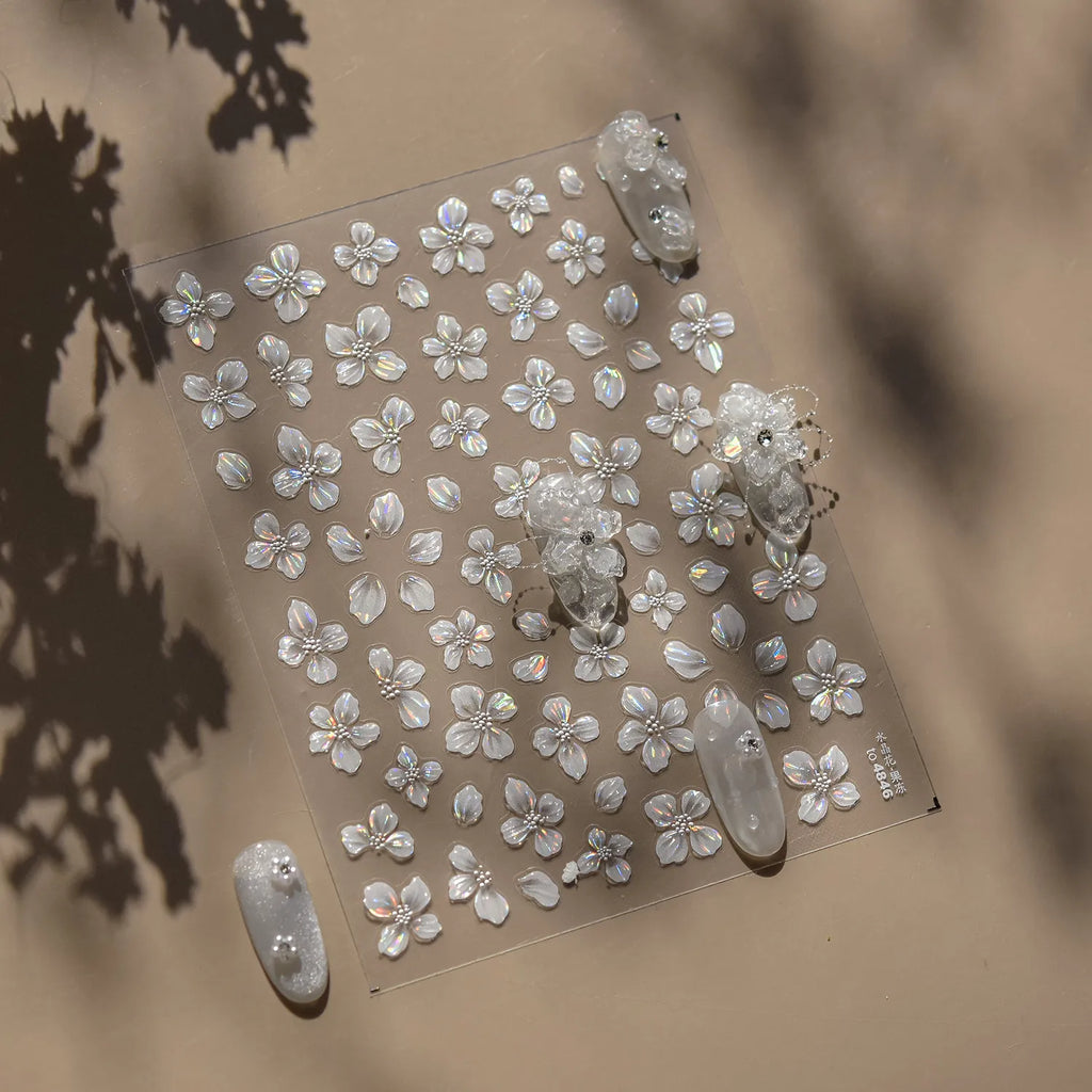 3D Aurora Cherry Blossom Nail Stickers | Sakura Flower Jelly Nail Decals to4846