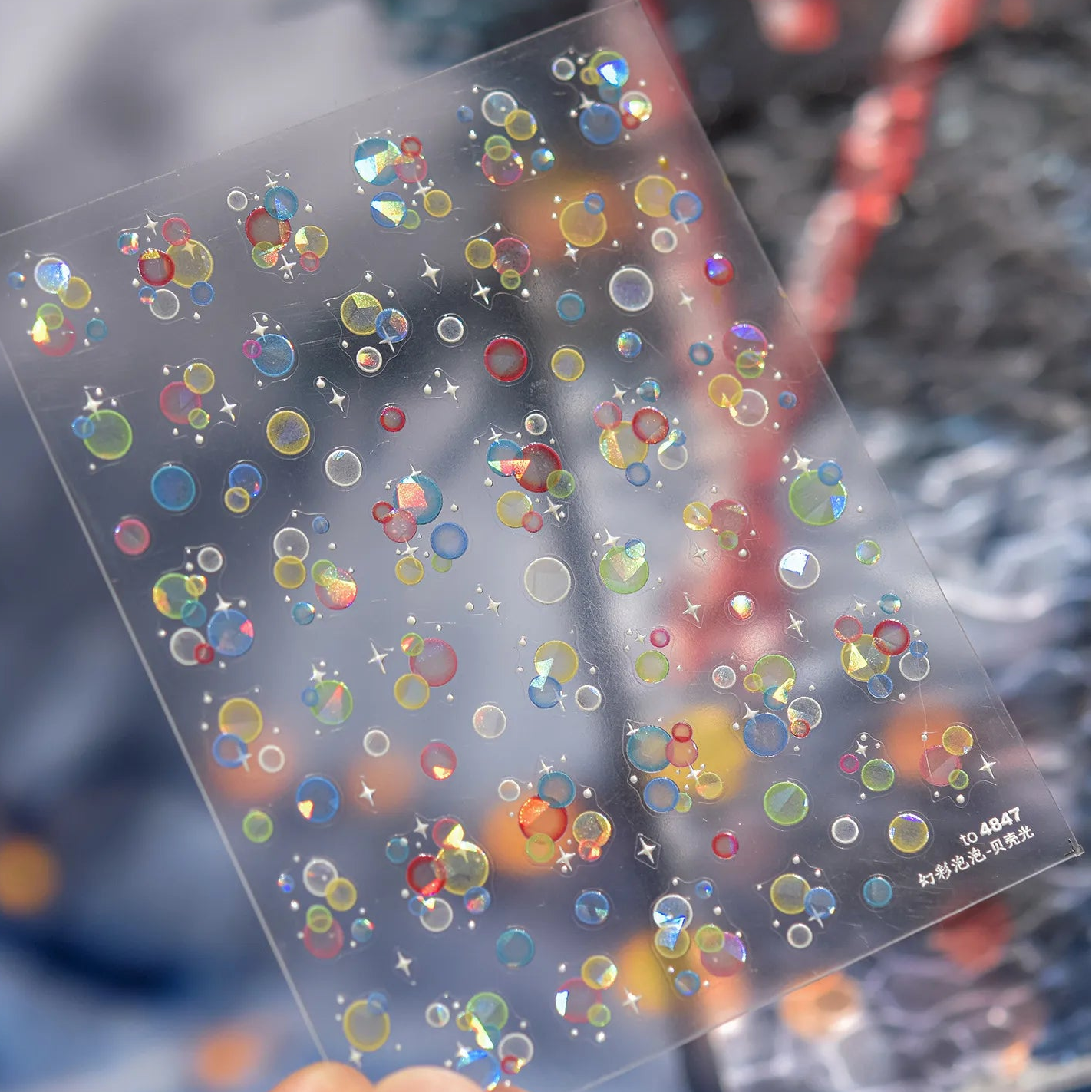 3D Bubble Nail Stickers - Aurora Water Drop Decals 4847