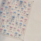 Ribbon Bow Nail Art Stickers Adhesive Embossed Pink Purple Bow Sticker Decals to4850 with pearl