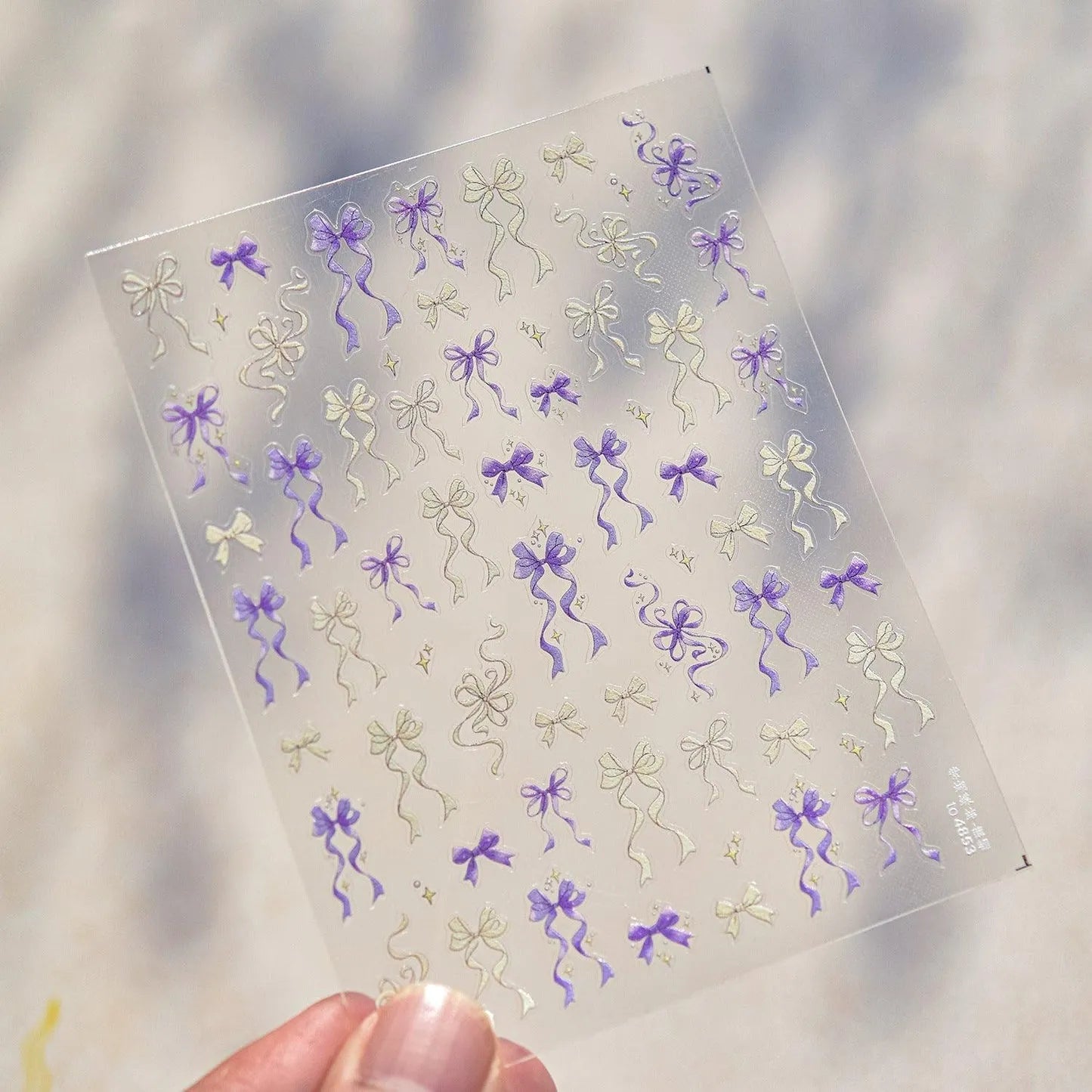 Ribbon Bow Nail Art Stickers Adhesive Embossed Pink Purple Bow Sticker Decals to4853