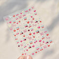 Cherry Love Nail Art Stickers Adhesive Embossed Love Heart Sticker Decals for Valentine's Day to4865
