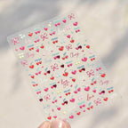 Cherry Love Nail Art Stickers Adhesive Embossed Love Heart Sticker Decals for Valentine's Day to4865