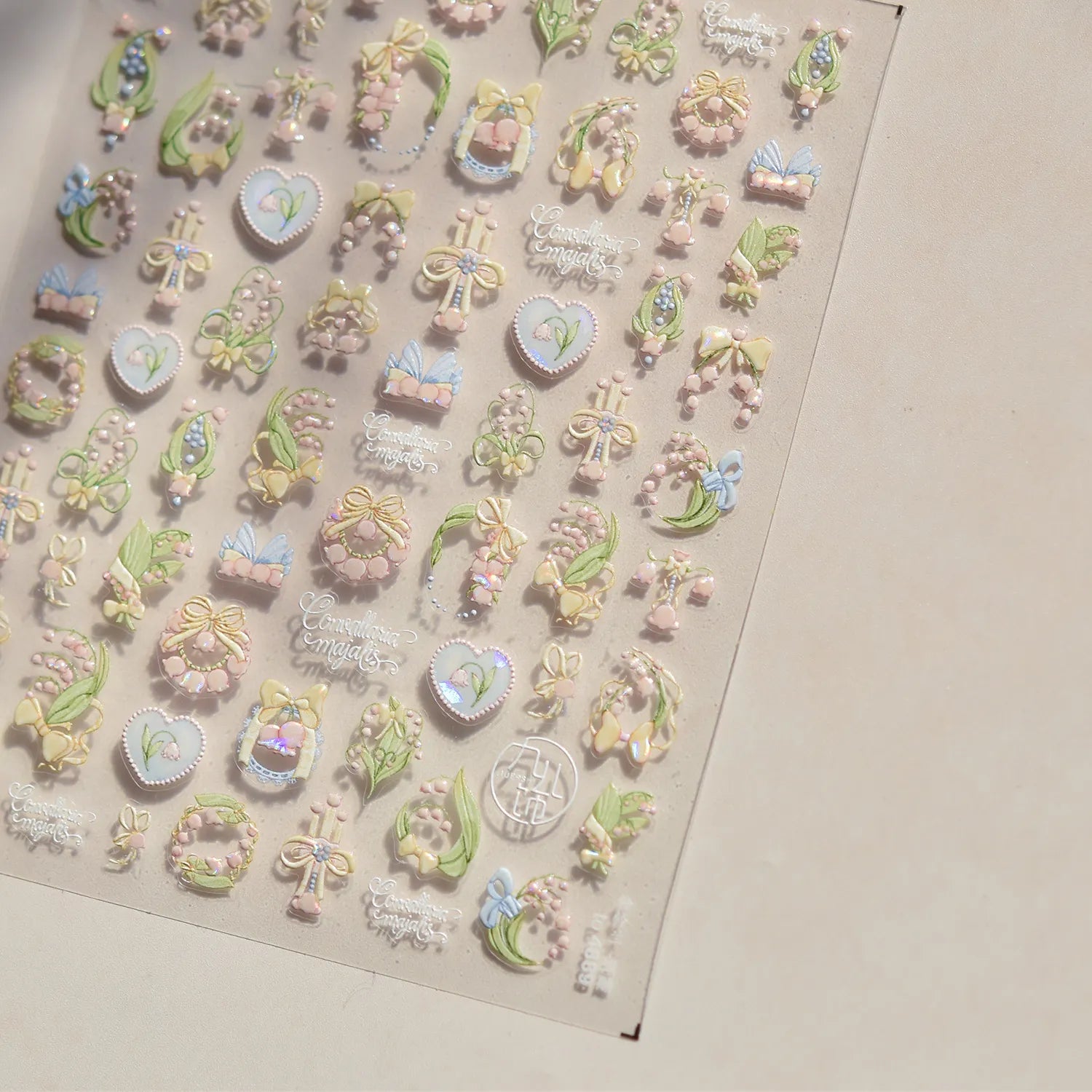 5D Embossed Lily of the Valley Nail Art Stickers | Dainty Bow & Floral Decals 
