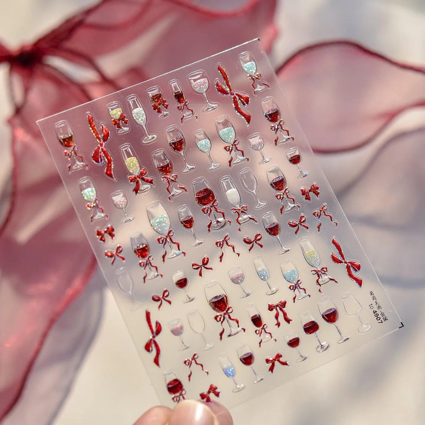 Elegant Wine Glass Nail Stickers