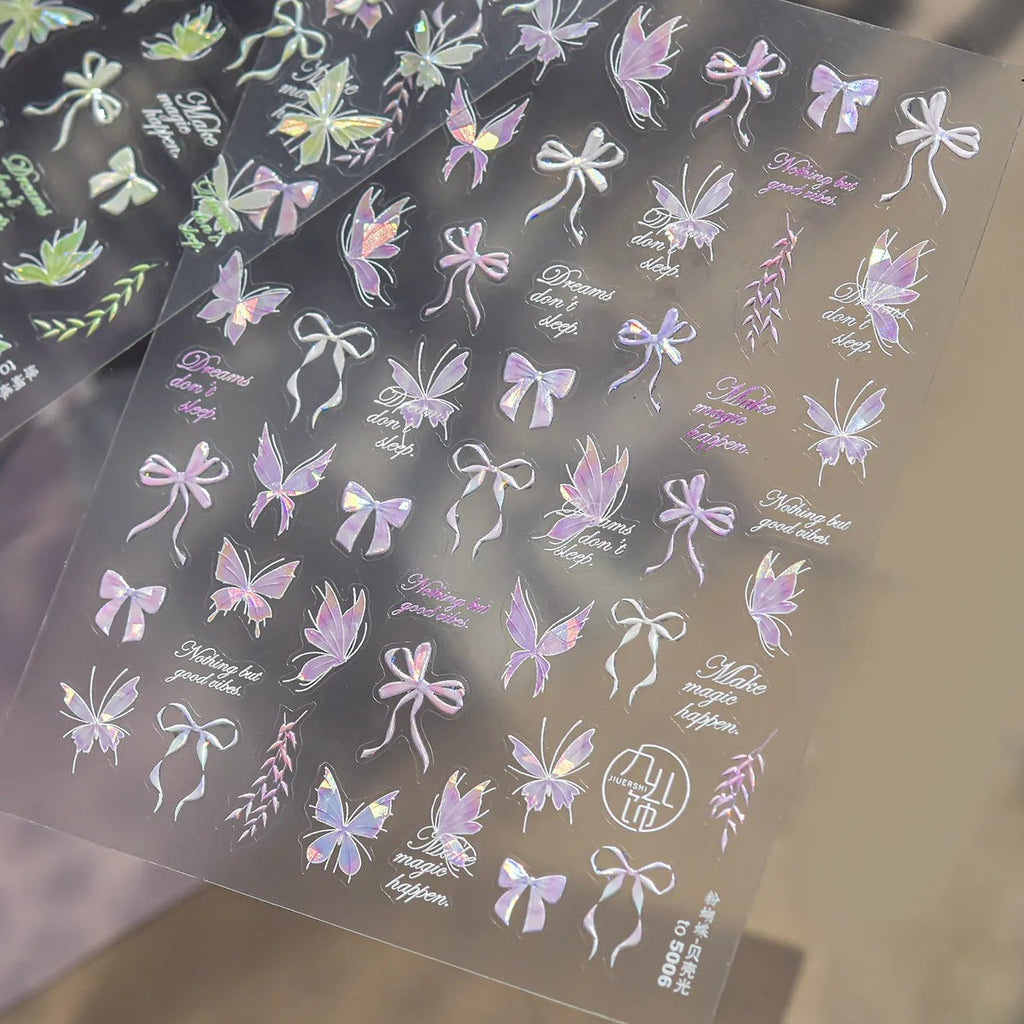 3D Holographic Butterfly & Bow Nail Stickers