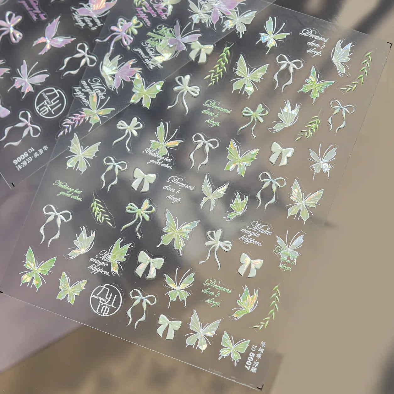 3D Holographic Butterfly & Bow Nail Stickers