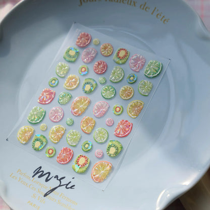 5D Summer Fruit Nail Stickers - Juicy Lemon Orange Designs Jelly Citrus Slice