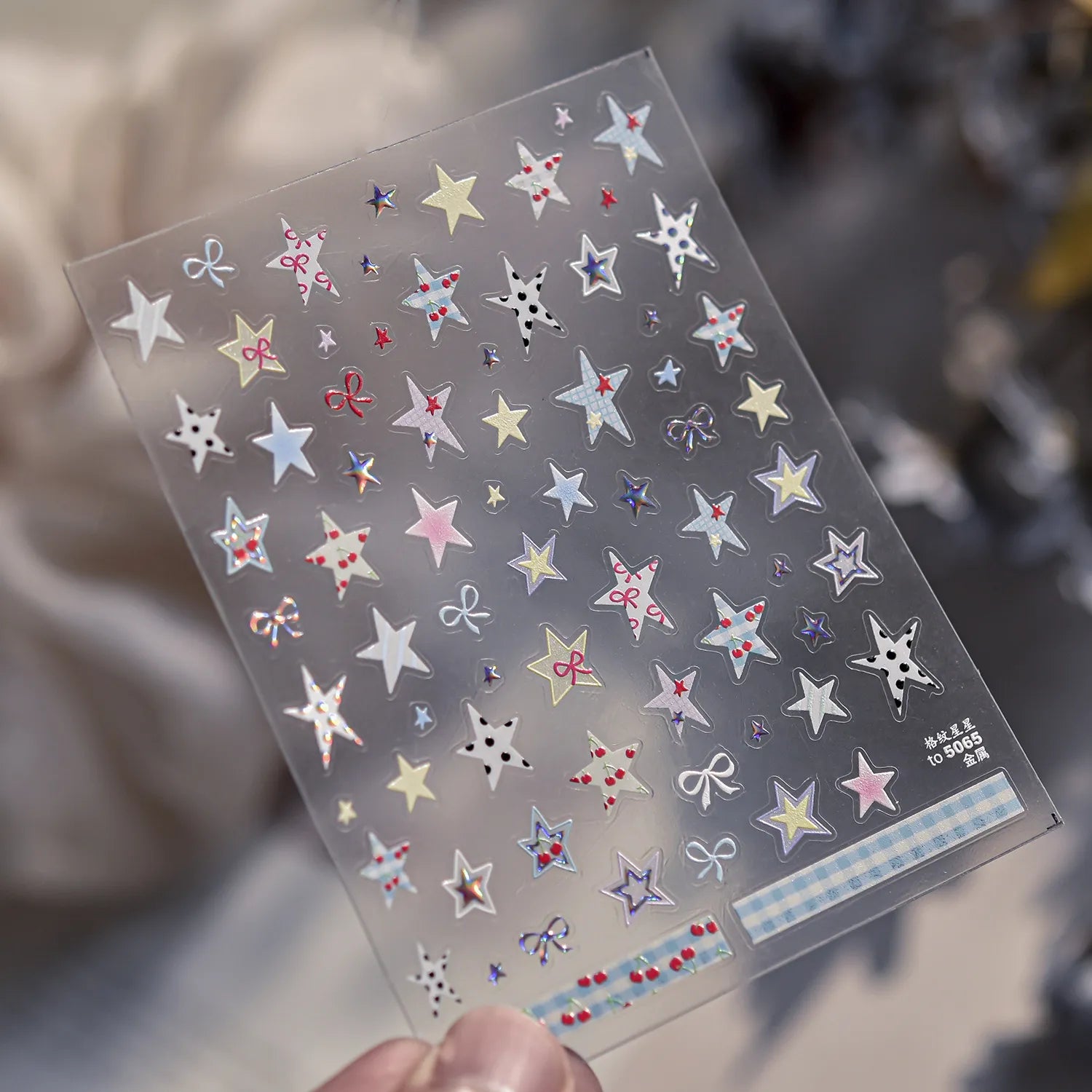 Gingham 5D Nail Stickers | Pop Star & Cherry Nail Art