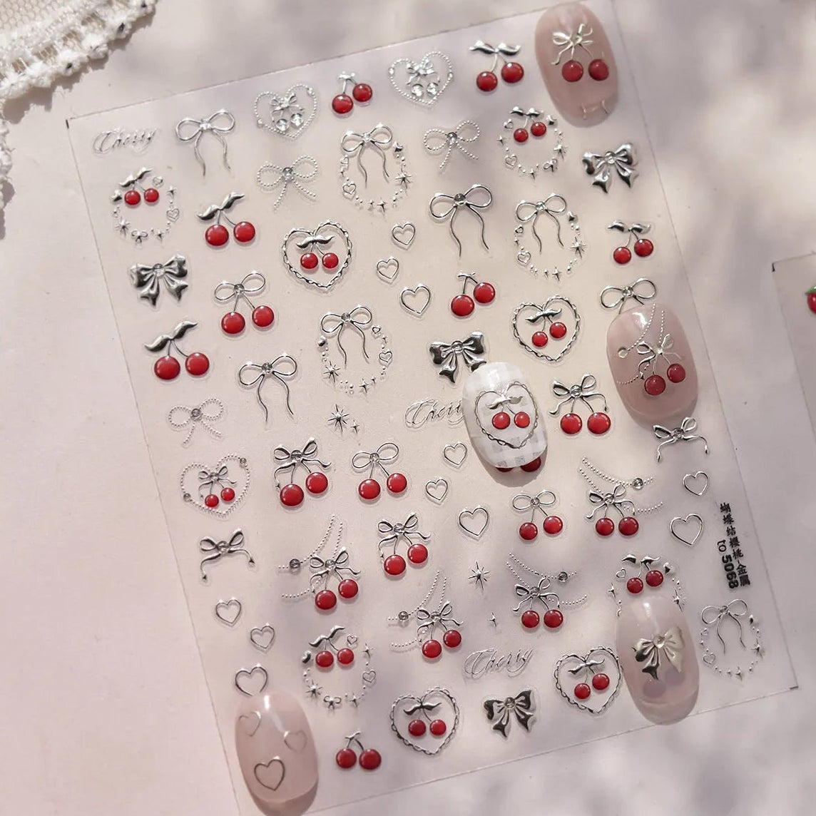 Cherry Nail Art Stickers Embossed Srawberry Sticker Decals to5068