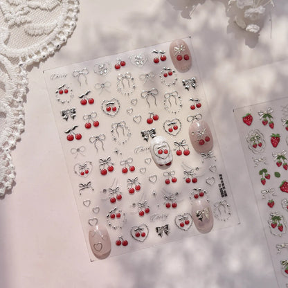 Cherry Nail Art Stickers Embossed Srawberry Sticker Decals to5068